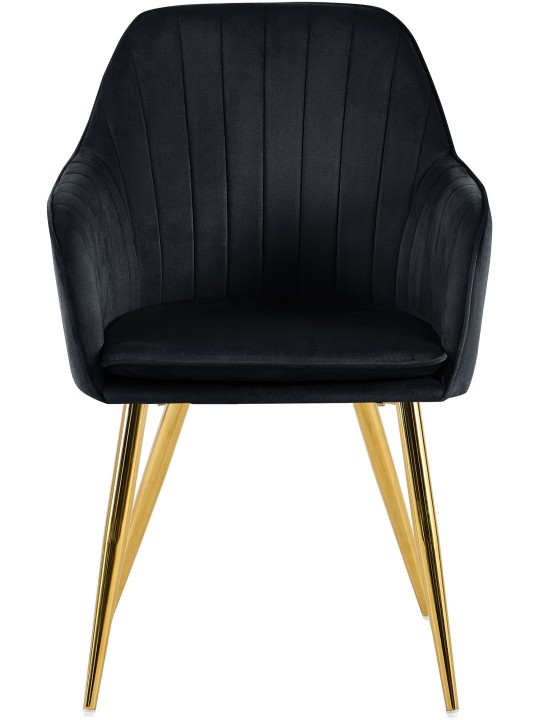 Cadeira da sala de jantar Cheryl veludo dourado, preto