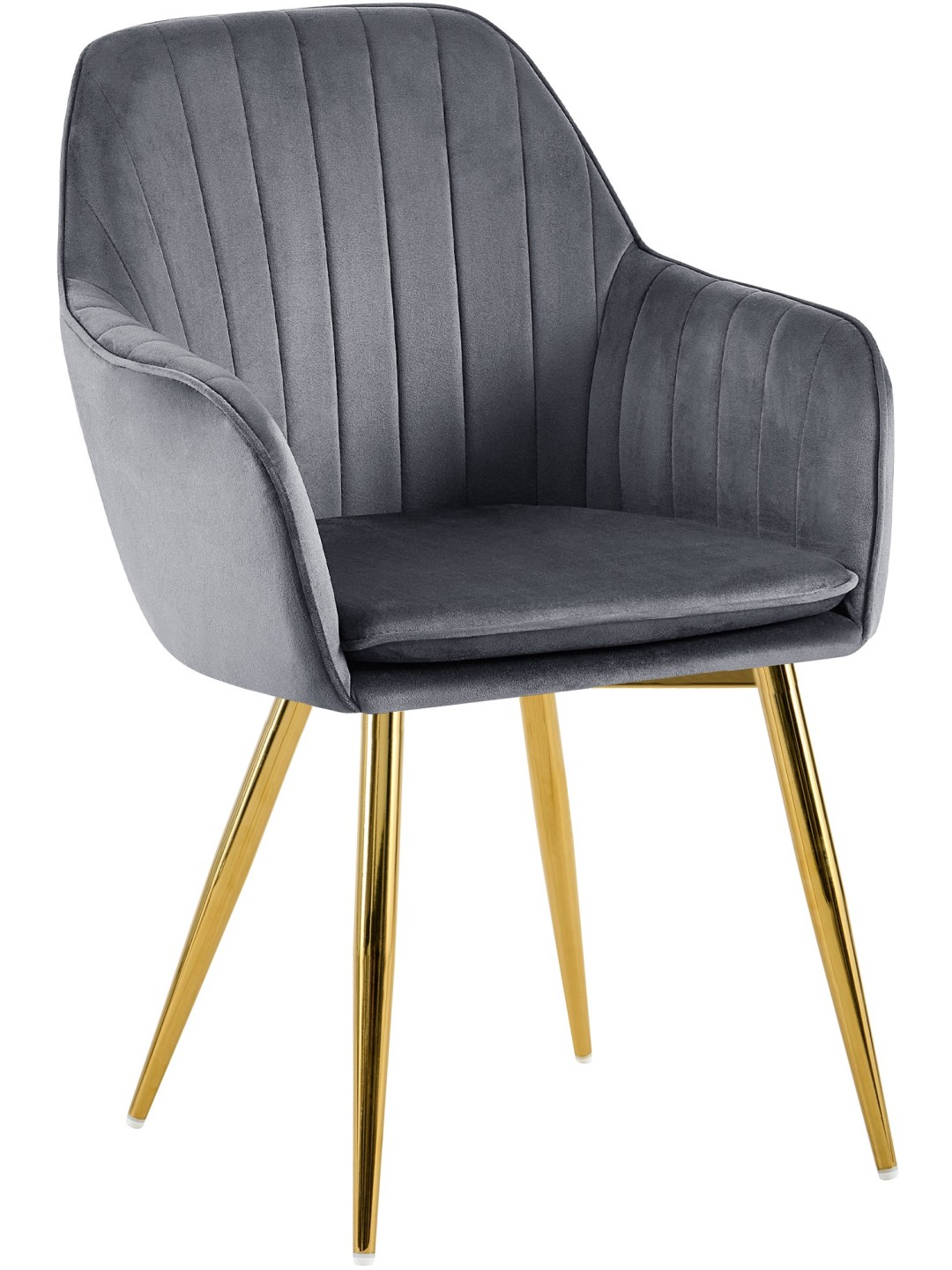 Cadeira da sala de jantar Cheryl veludo dourado, cinza escuro