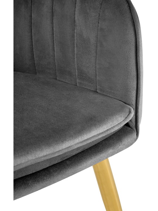 Cadeira da sala de jantar Cheryl veludo dourado, cinza escuro