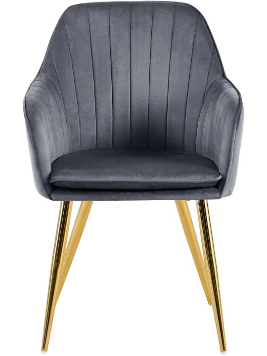 Cadeira da sala de jantar Cheryl veludo dourado, cinza escuro
