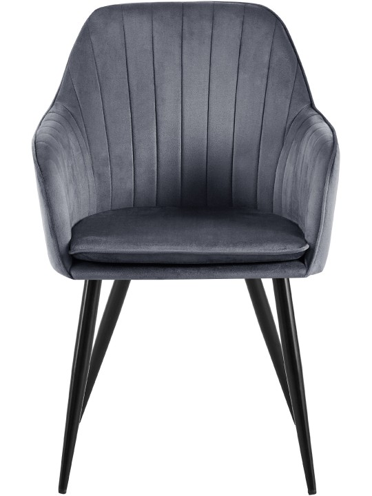 Cadeira de jantar de veludo Cheryl, cinza escuro