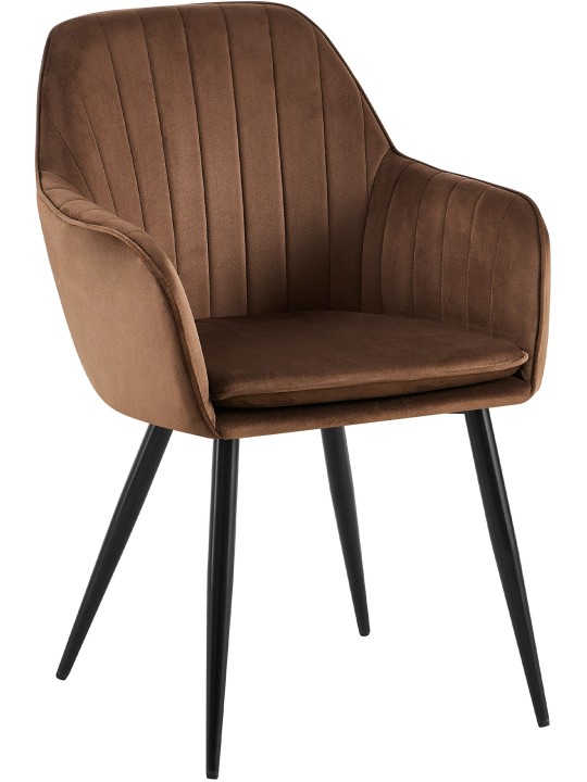 Cadeira de jantar de veludo Cheryl, castanho