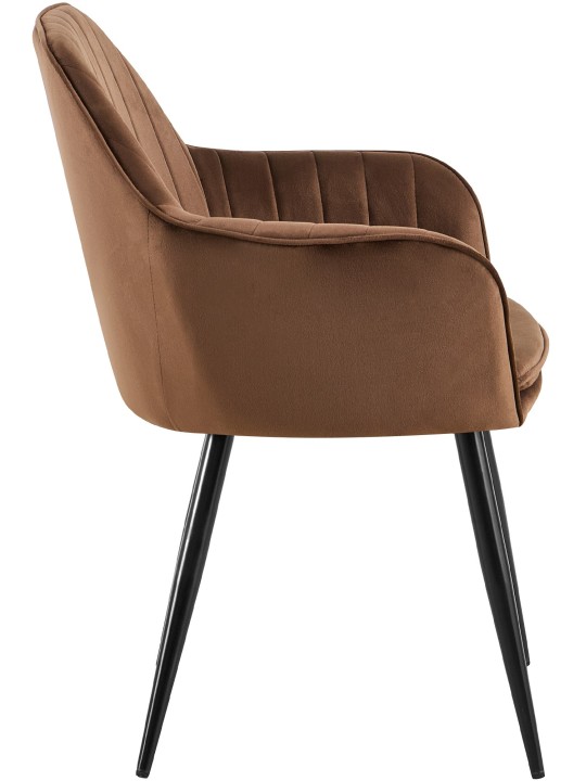 Cadeira de jantar de veludo Cheryl, castanho