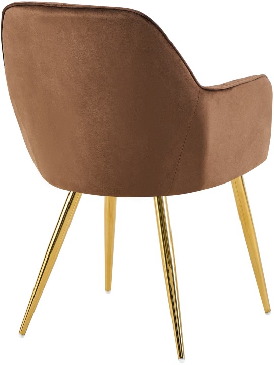 Cadeira da sala de jantar Cheryl veludo dourado, castanho
