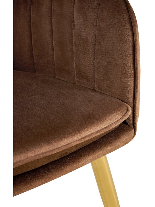Cadeira da sala de jantar Cheryl veludo dourado, castanho