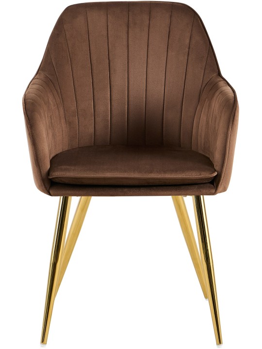 Cadeira da sala de jantar Cheryl veludo dourado, castanho