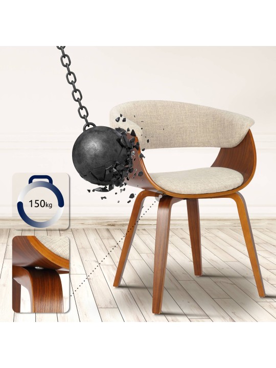 Cadeira Bruce tecido nogueira, creme Cadeira Bruce tecido nogueira, creme