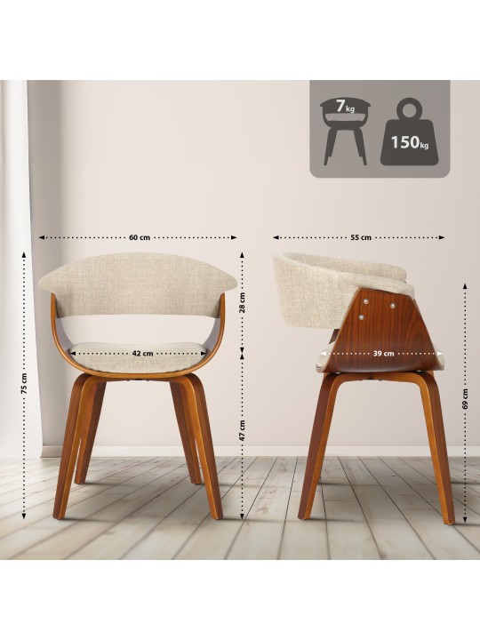 Cadeira Bruce tecido nogueira, creme Cadeira Bruce tecido nogueira, creme