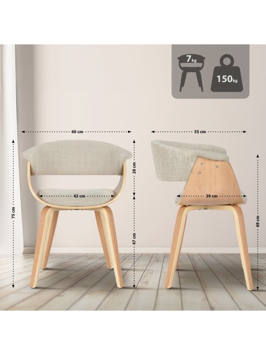 Cadeira Bruce tecido natural, creme Cadeira Bruce tecido natural, creme
