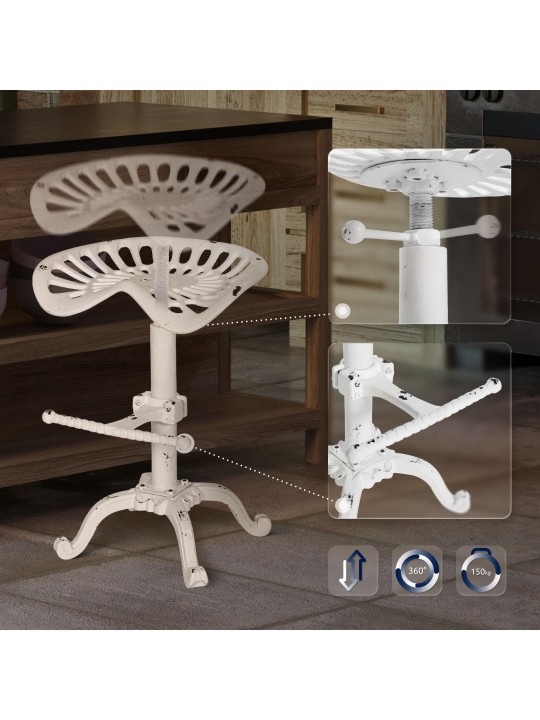 Conjunto de 2 bancos altos Butch, branco antigo Conjunto de 2 bancos altos Butch, branco antigo