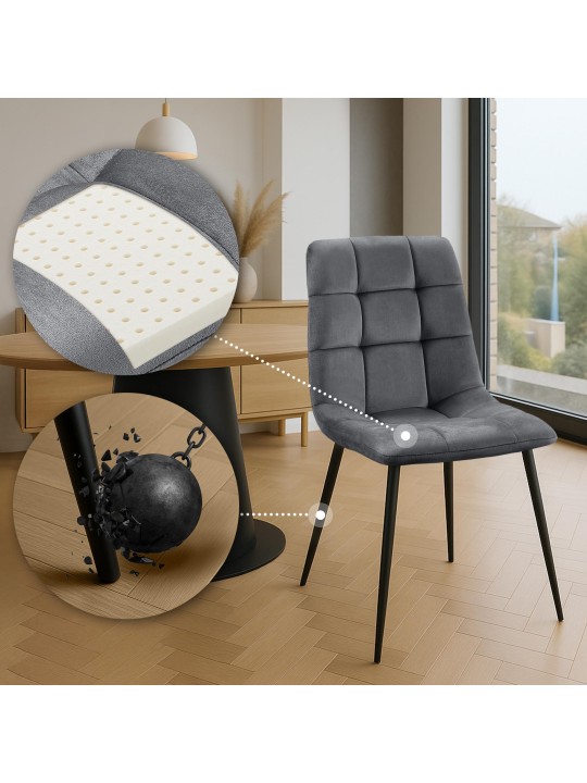 Conjunto de 4 cadeiras de jantar Antibes, cinza escuro