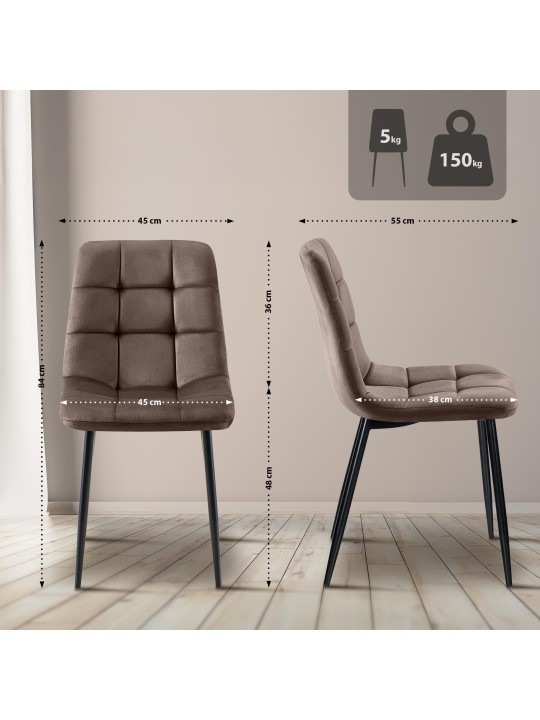 Conjunto de 4 cadeiras de jantar Antibes, castanho