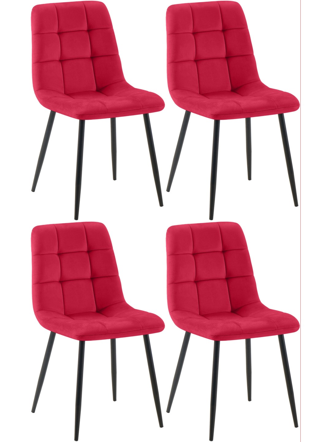 Conjunto de 4 cadeiras de jantar Antibes, vermelho