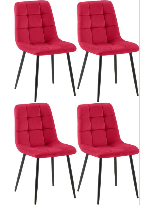 Conjunto de 4 cadeiras de jantar Antibes, vermelho