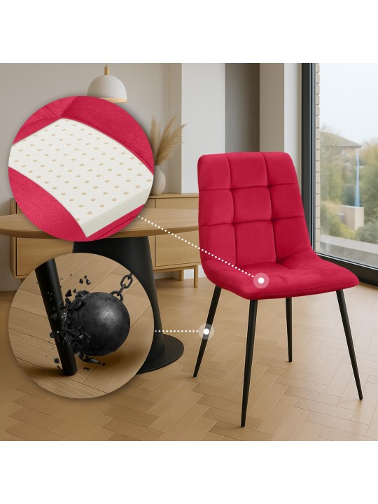 Conjunto de 4 cadeiras de jantar Antibes, vermelho