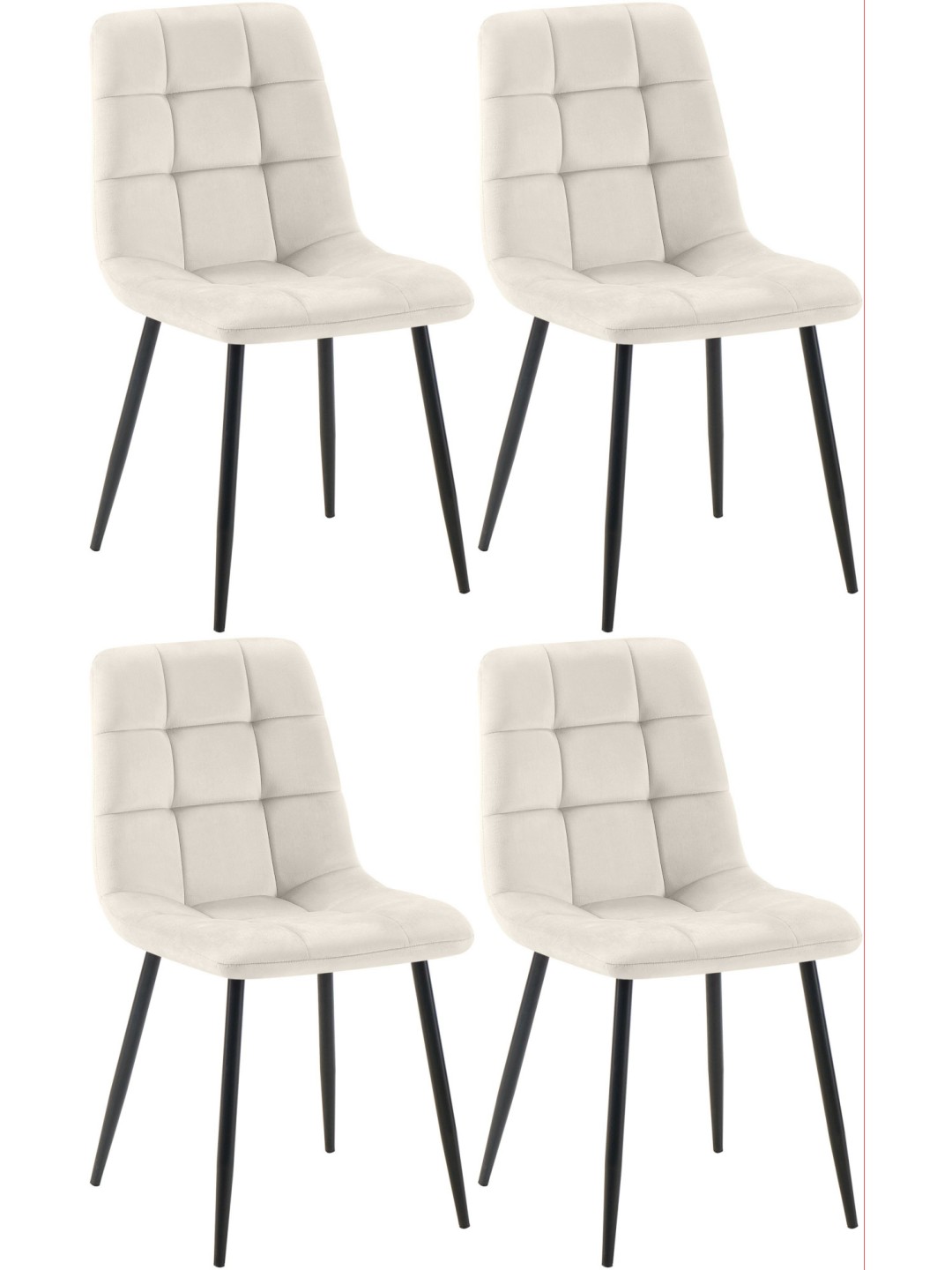 Conjunto de 4 cadeiras de jantar Antibes, branco creme