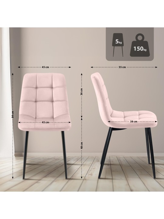 Conjunto de 4 cadeiras de jantar Antibes, rosa