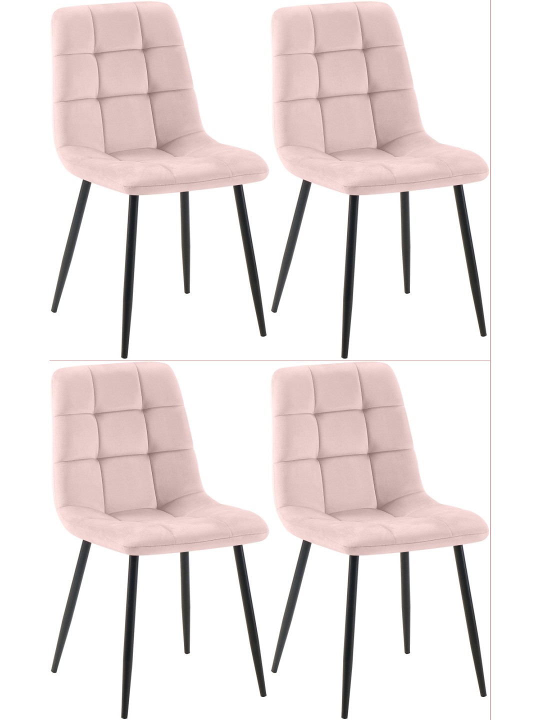 Conjunto de 4 cadeiras de jantar Antibes, rosa