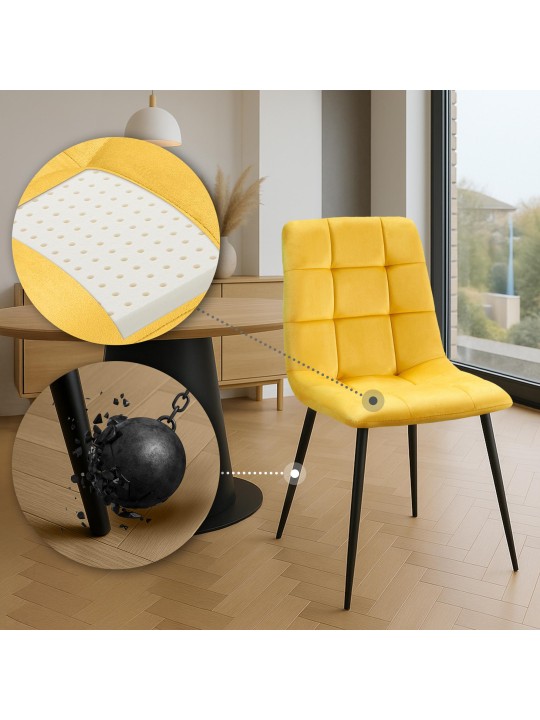 Conjunto de 4 cadeiras de jantar Antibes, amarelo