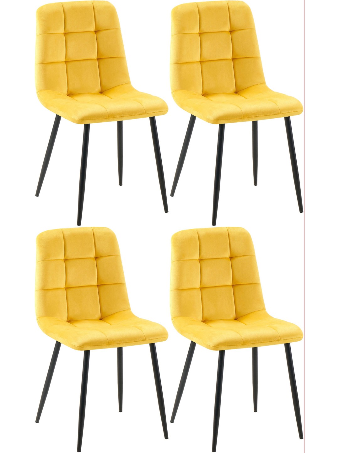 Conjunto de 4 cadeiras de jantar Antibes, amarelo