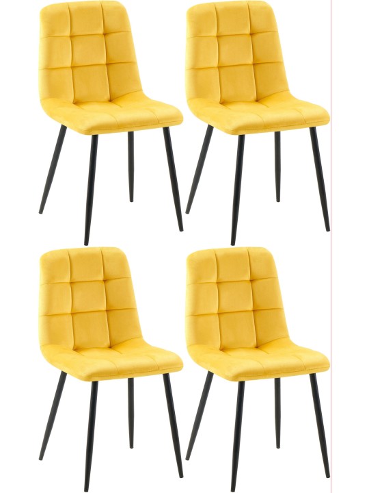 Conjunto de 4 cadeiras de jantar Antibes, amarelo