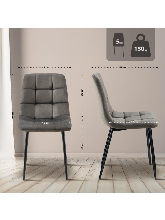 Conjunto de 4 cadeiras de jantar Antibes, antracite