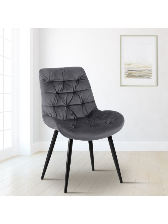 Cadeira de jantar de veludo Rossford, cinza escuro Cadeira de jantar de veludo Rossford, cinza escuro