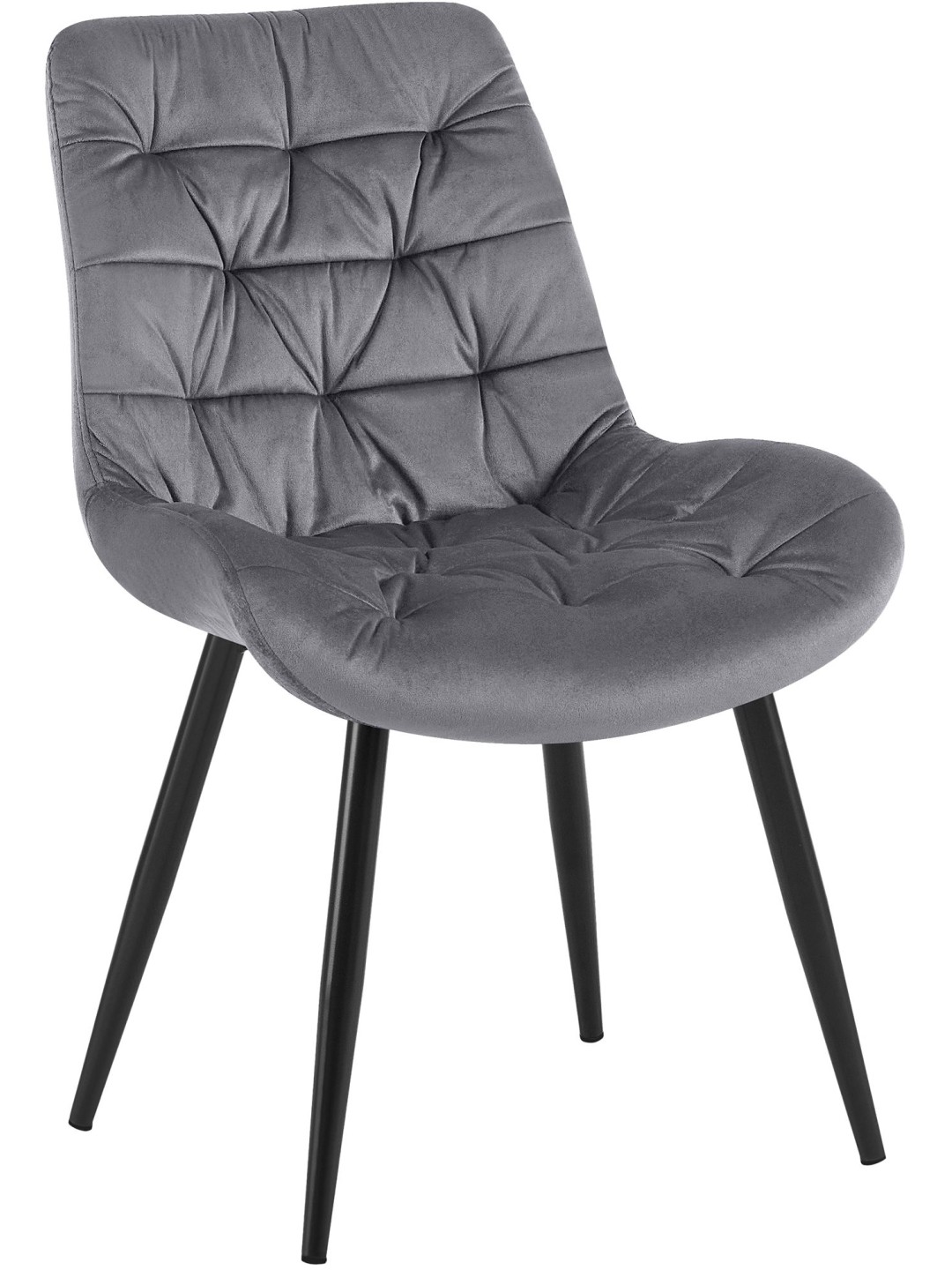 Cadeira de jantar de veludo Rossford, cinza escuro