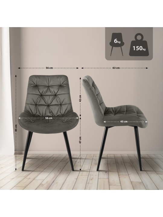 Conjunto de 2 cadeiras de jantar Rossford, antracite Conjunto de 2 cadeiras de jantar Rossford, antracite