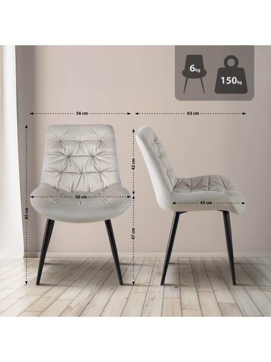 Conjunto de 2 cadeiras de jantar Rossford, cinza Conjunto de 2 cadeiras de jantar Rossford, cinza