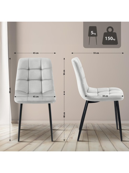 Cadeira de jantar de veludo Tilde, cinza