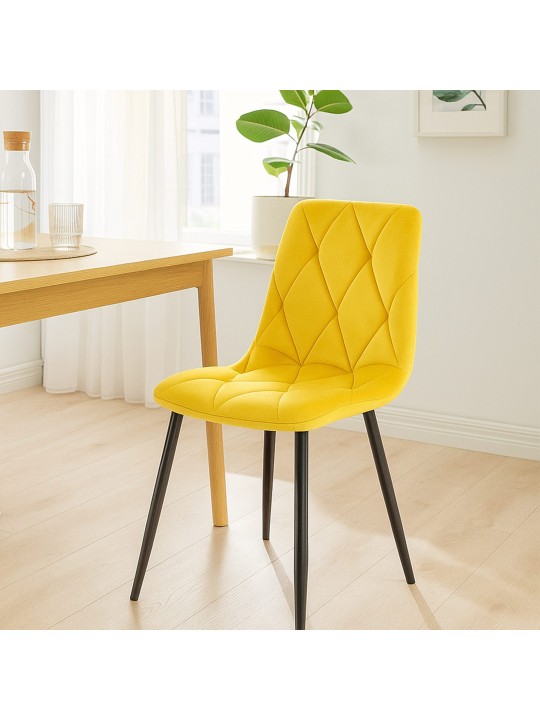Cadeira de jantar de veludo Clairton, amarelo