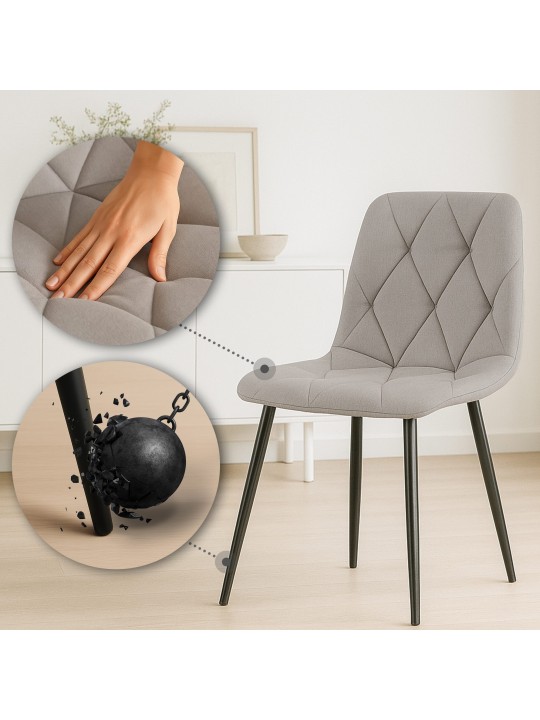 Cadeira de jantar em tecido Clairton, cinza claro