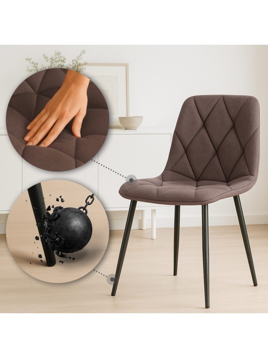 Cadeira de jantar em tecido Clairton, castanho