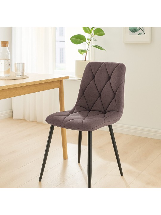 Conjunto de 2 cadeiras de jantar tecido Clairton, castanho Conjunto de 2 cadeiras de jantar tecido Clairton, castanho