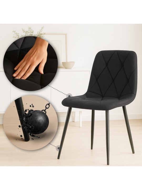 Conjunto de 2 cadeiras de jantar tecido Clairton, preto