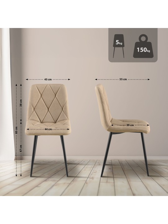 Conjunto de 2 cadeiras de jantar tecido Clairton, taupe Conjunto de 2 cadeiras de jantar tecido Clairton, taupe