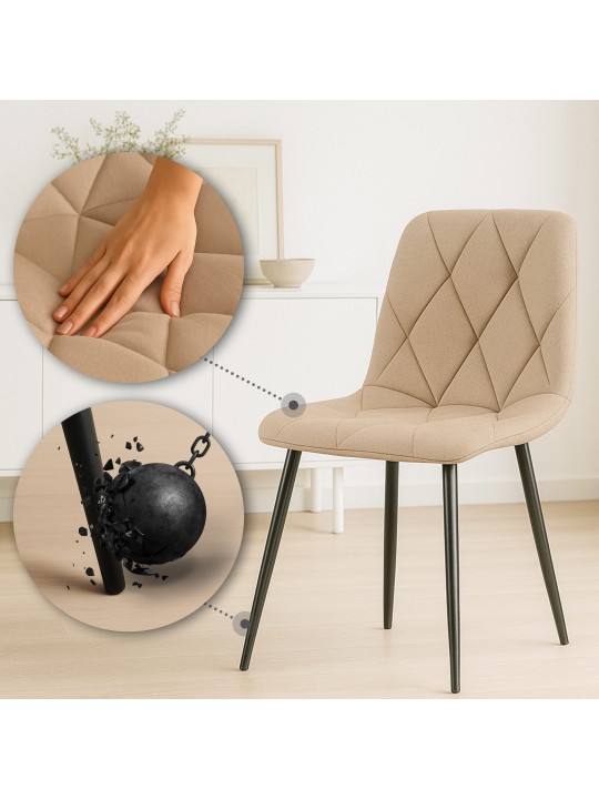 Conjunto de 2 cadeiras de jantar tecido Clairton, taupe Conjunto de 2 cadeiras de jantar tecido Clairton, taupe