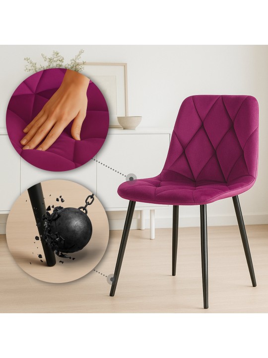 Conjunto de 2 cadeiras de jantar de veludo Clairton, lilás Conjunto de 2 cadeiras de jantar de veludo Clairton, lilás