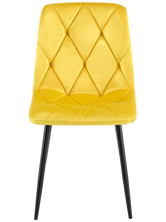 Conjunto de 2 cadeiras de jantar de veludo Clairton, amarelo