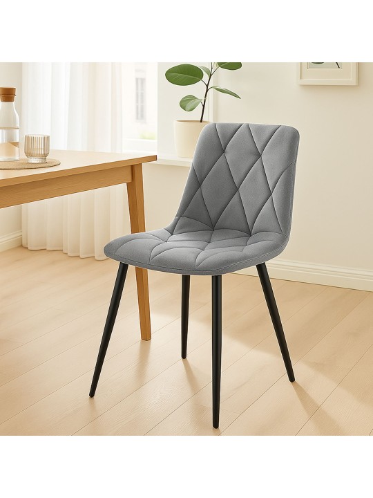 Conjunto de 2 cadeiras de jantar de veludo Clairton, cinza escuro