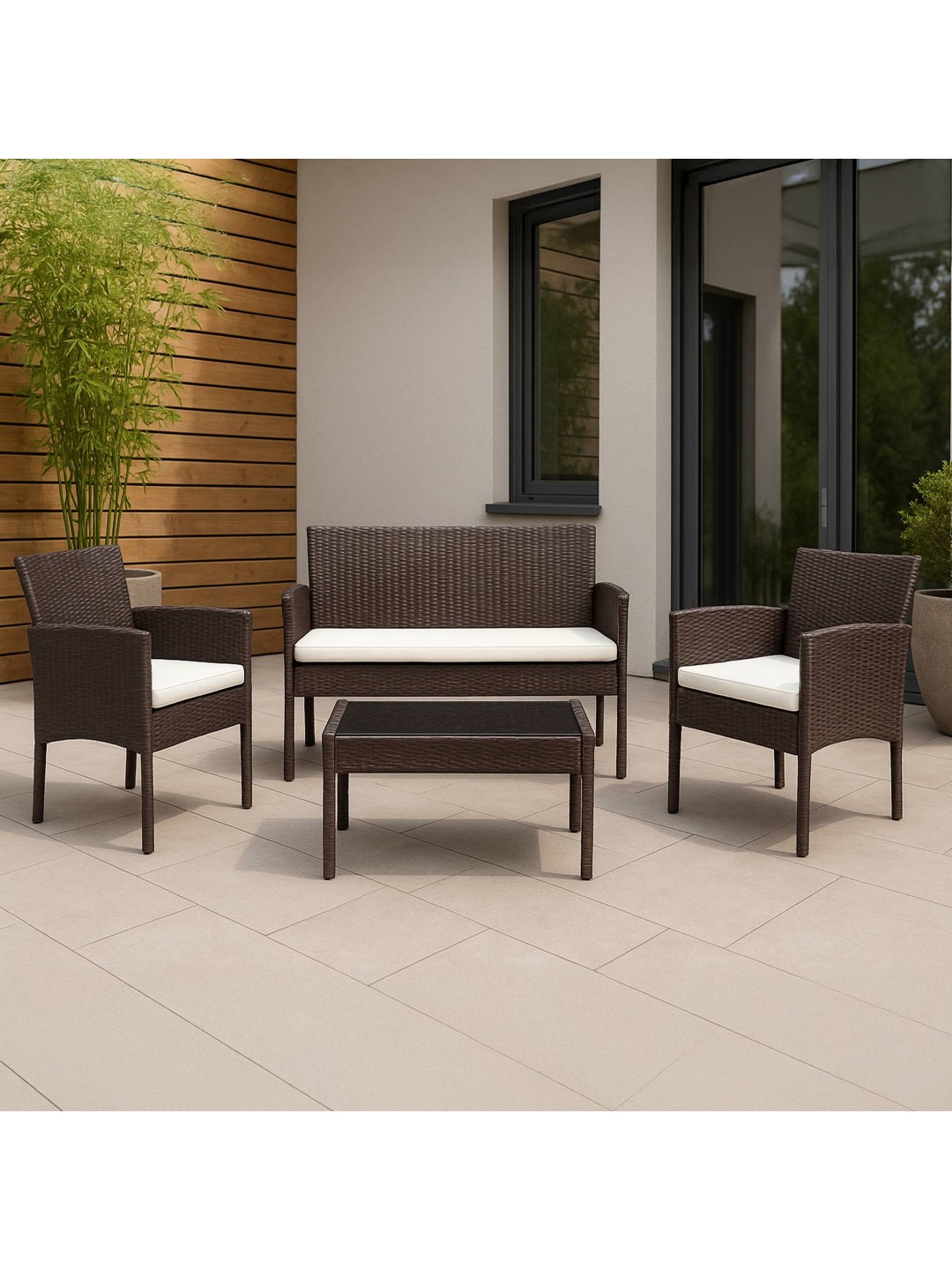 Grupo de assentos Ramunda, castanho