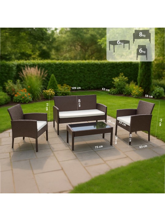 Grupo de assentos Ramunda, castanho