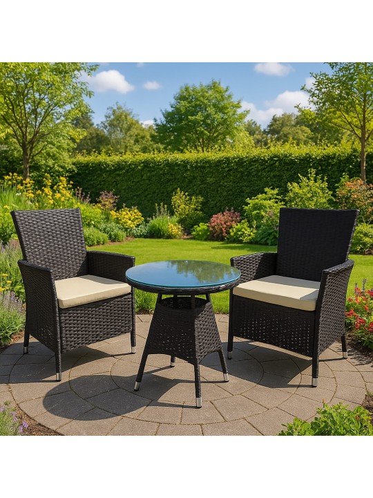 Grupo de assentos Fireda, castanho escuro