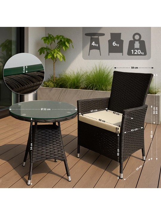 Grupo de assentos Fireda, castanho escuro