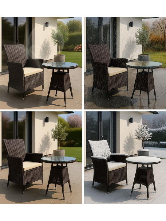 Grupo de assentos Fireda, castanho escuro