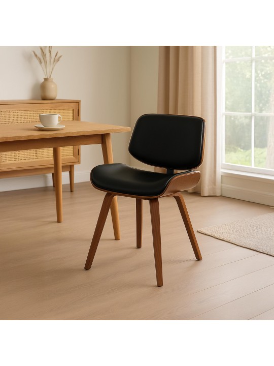 Cadeira para visitantes Beverley couro sintético, nogueira/preto