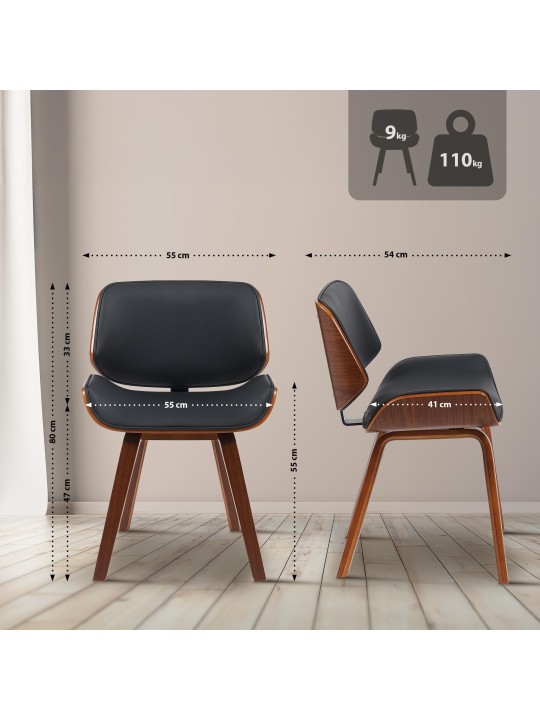 Cadeira para visitantes Beverley couro sintético, nogueira/preto