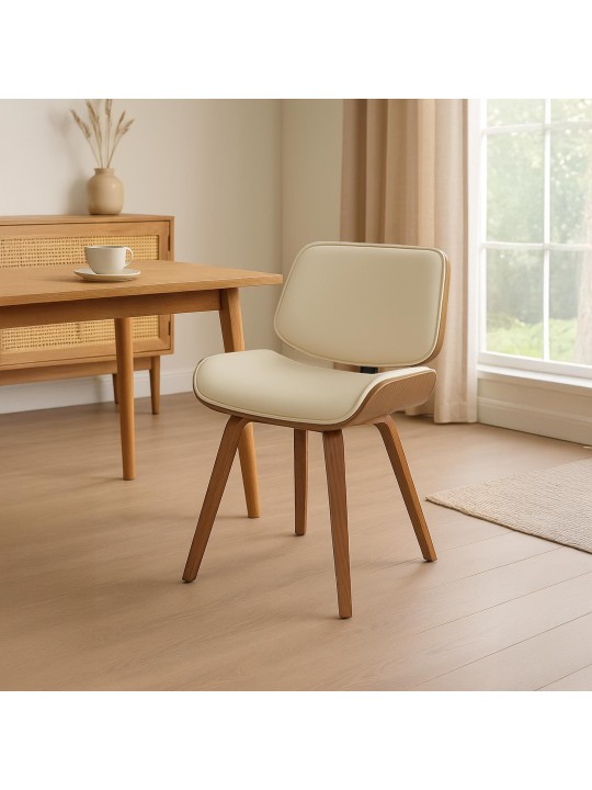 Cadeira para visitantes Beverley couro sintético, nogueira/creme