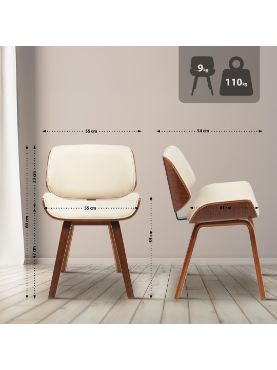 Cadeira para visitantes Beverley couro sintético, nogueira/creme